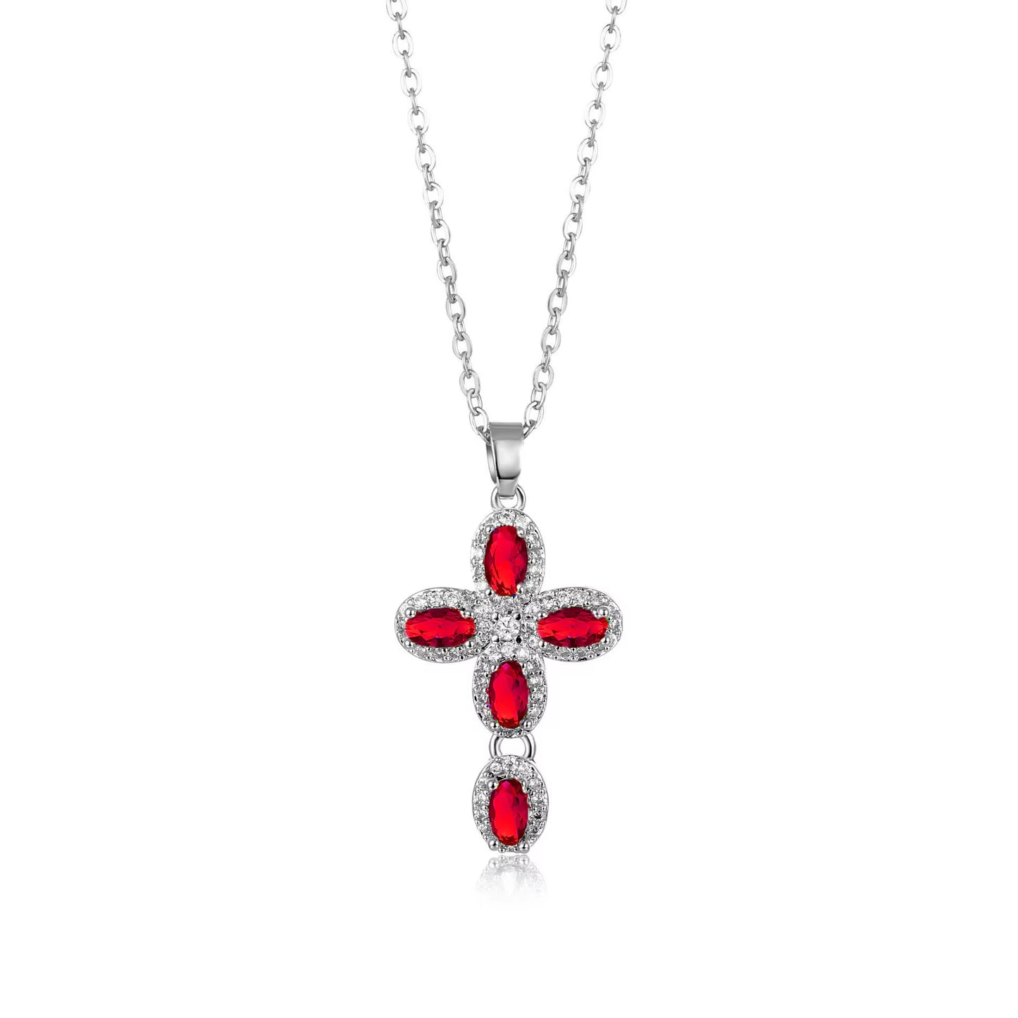 SISSLIA Pink Cross Necklace Y2K Purple Zircon Punk Pendant Necklace Grunge Cross Necklace For Women Jewelry Accessories