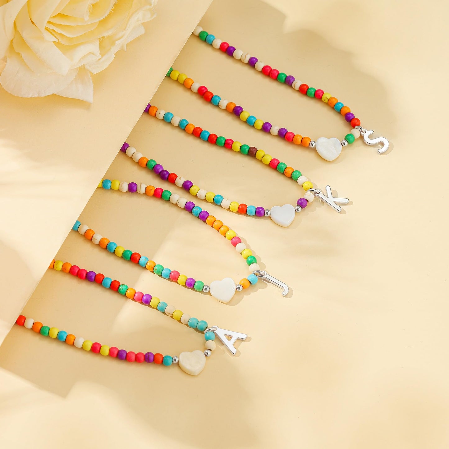 SISSLIA Colorful Initial Cute Necklaces for Girls Trendy Beaded Choker Necklace for Women Teen Girl Handmade Letter Choker Jewelry