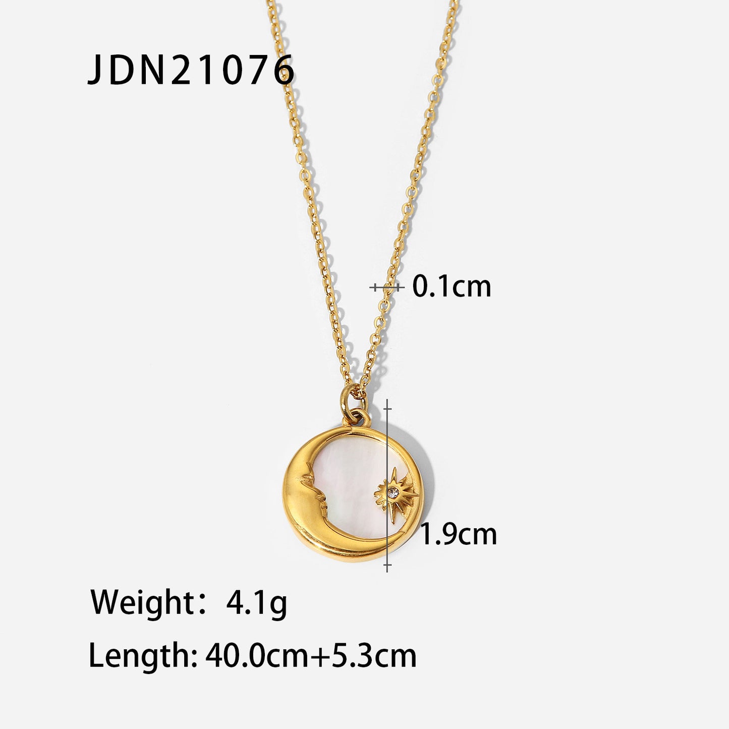 Sisslia Vintage 18K Gold Stainless Steel Various Style Natural Shell Heart Sun Moon Round Coin Medallion Pendant Necklaces