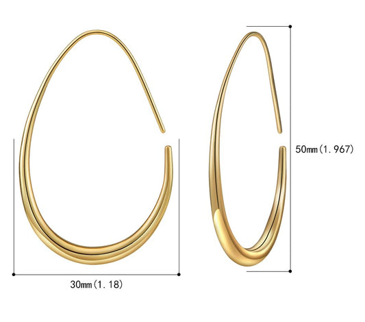 SISSLIA Hot Sale 925 Sterling Silver Needle Geometric Oval Hoop Earrings For Women Simple Desgin Earrings Party Wedding Jewelry