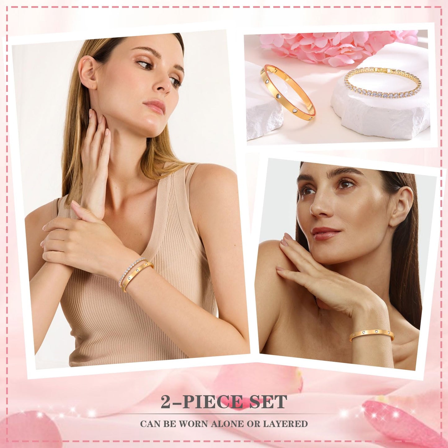 SISSLIA Gold Color Bracelets for Women Tennis Bracelet Man Couple Matching Bangles Luxury Fashion Jewelry Accessory
