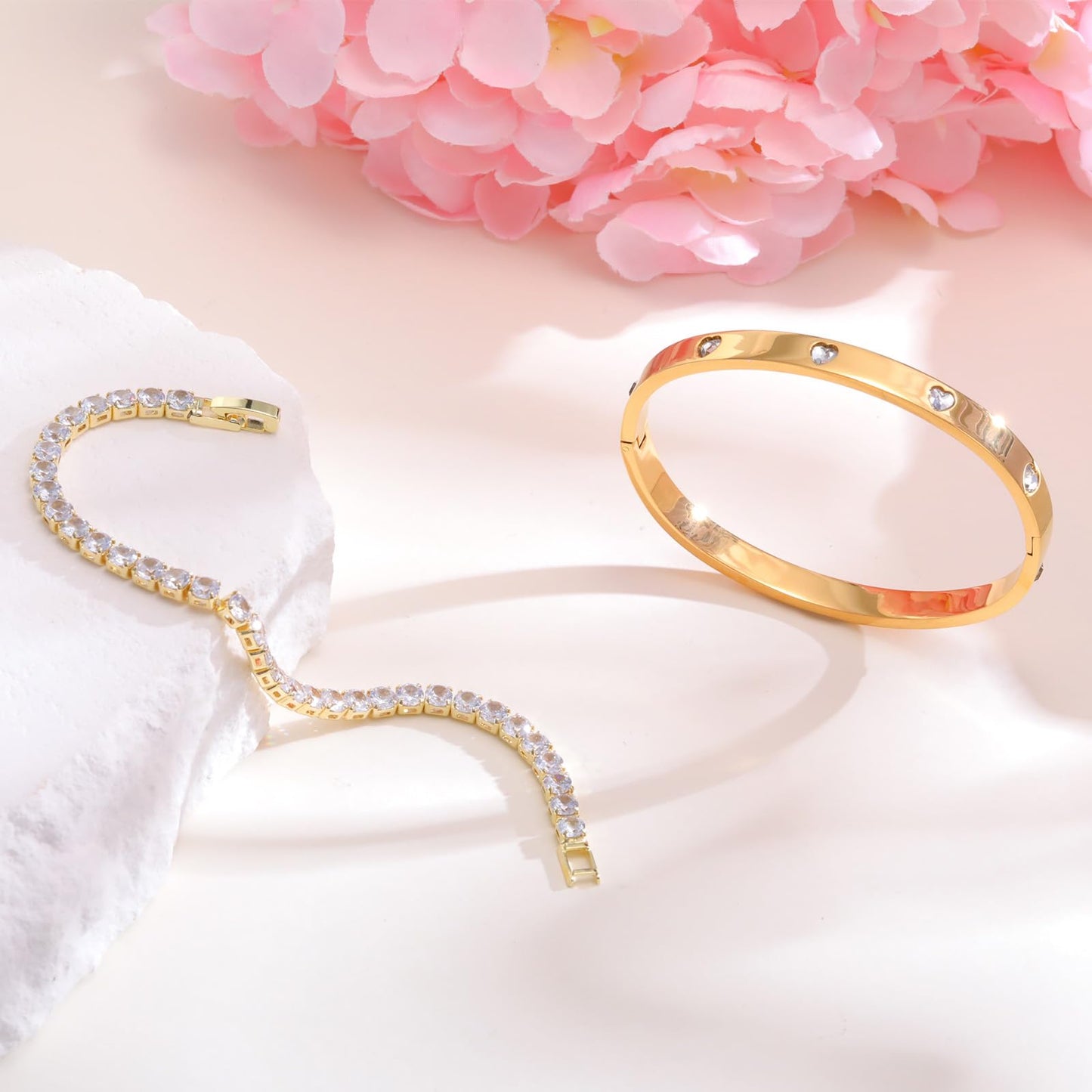 SISSLIA Gold Color Bracelets for Women Tennis Bracelet Man Couple Matching Bangles Luxury Fashion Jewelry Accessory