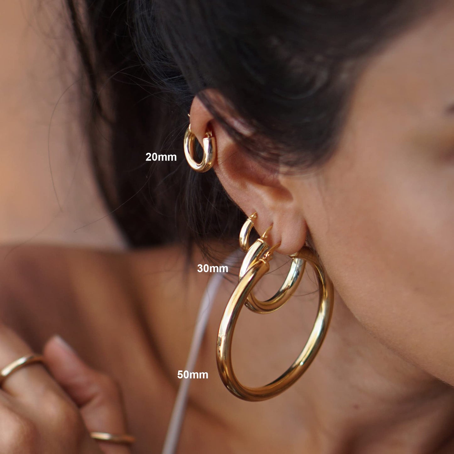 SISSLIA 4mm Thick Gold Chunky Earrings Steling Silver Post Hoops Earrings For Women Tube Hoops Earrings Thick Gold Hoop Earring