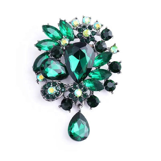 Vintage Green Color Beautiful Geometric Brooches For Women Fashion Wedding Party Accessories