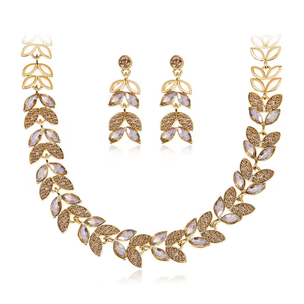 Necklace And Earrings Set For Women 18k Gold Dubai Jewelry Sets Accessory Fashion