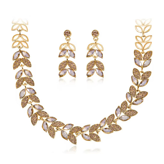 Necklace And Earrings Set For Women 18k Gold Dubai Jewelry Sets Accessory Fashion