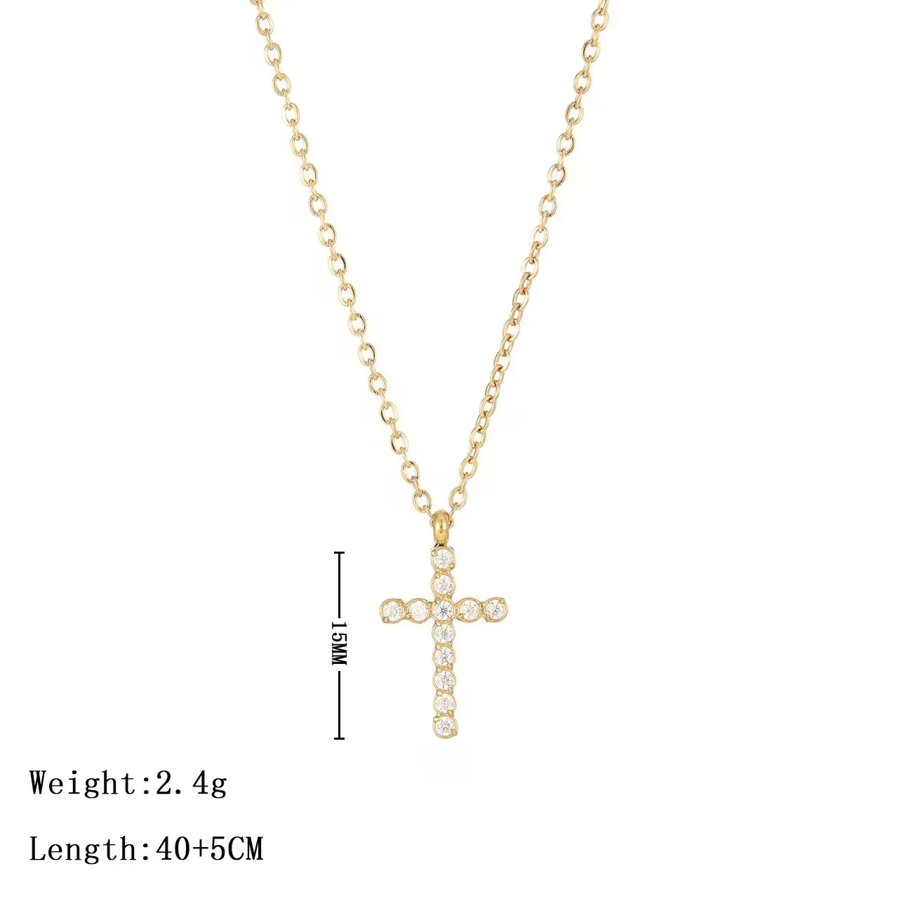 SISSLIA Fashion Stainless Steel Zircon Cross 18K Gold Plated Pendant Necklaces For Women Accessory