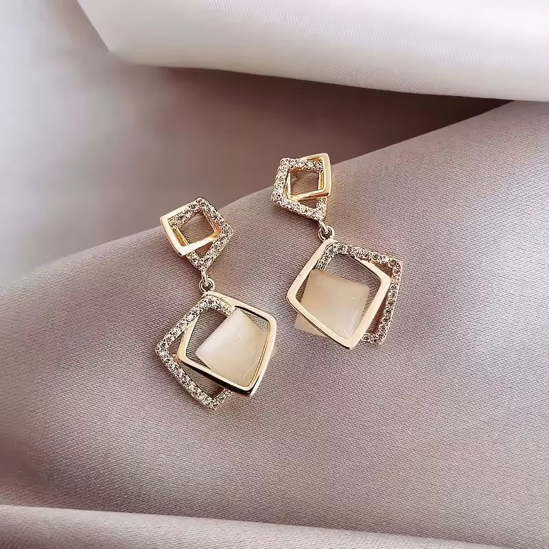 Fashion Jewelry For Women Etrendy New Jewelry Elegant Earing Rhinestone Pearl Circles Earrings