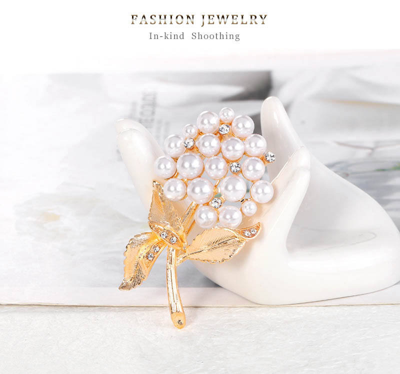 Popular Latest Fashion Lapel Flower Pin Rhinestone Pearl Brooch Crystal Custom Brooches Women Girl