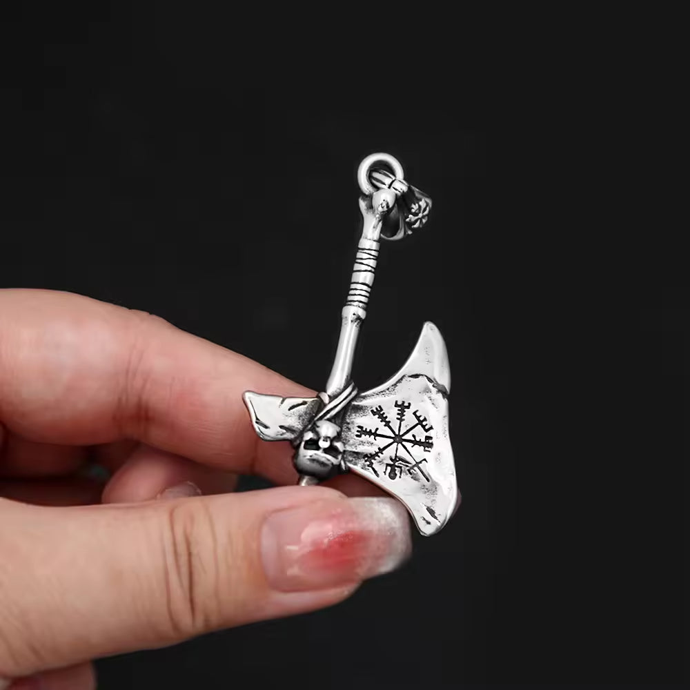 SISSLIA Men Vikings Ax Necklace Stainless steel Norse Rune Axe Thor Hammer Slavic Amulet Self-defense Pendant Male Jewelry
