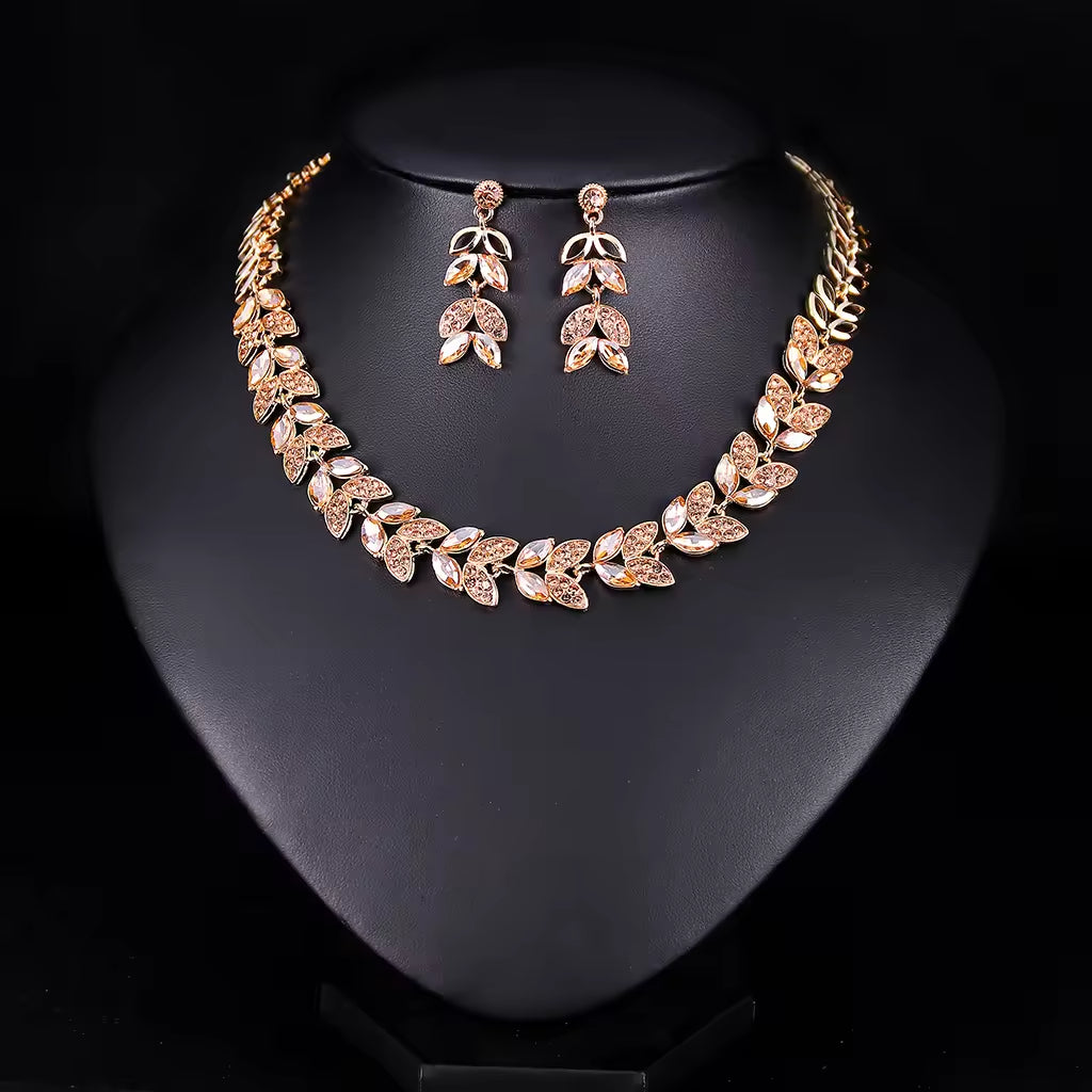 Necklace And Earrings Set For Women 18k Gold Dubai Jewelry Sets Accessory Fashion