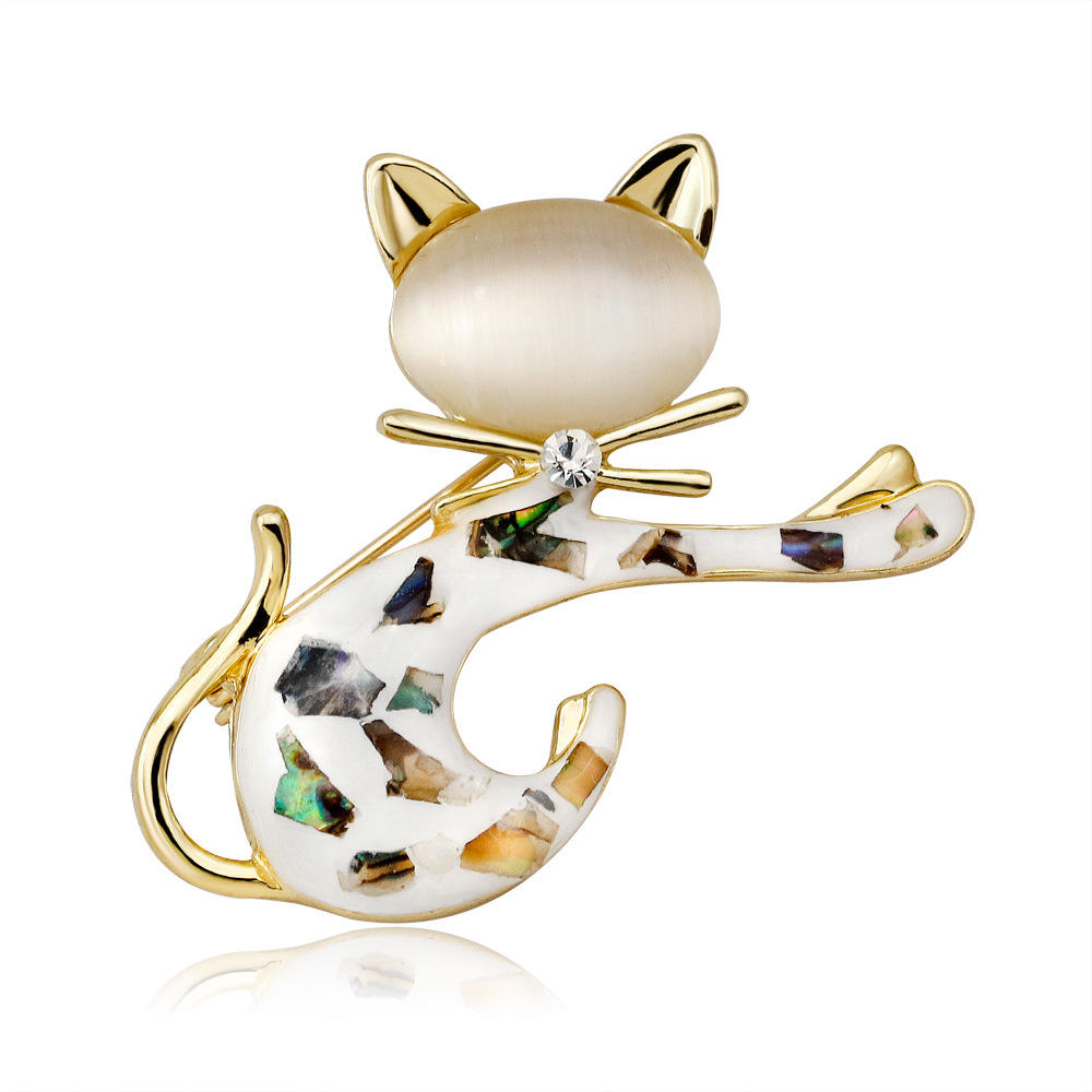 2023 Cute Personality Cat's Eye Brooch Metal Alloy Rhinestone Luxury Baroque Rhinestone Cat Women Brooch