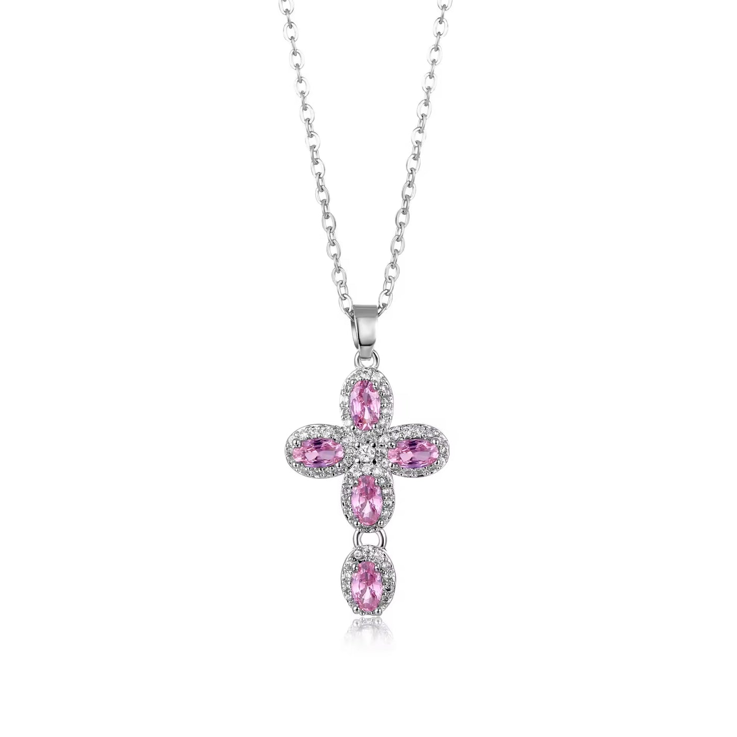 SISSLIA Pink Cross Necklace Y2K Purple Zircon Punk Pendant Necklace Grunge Cross Necklace For Women Jewelry Accessories