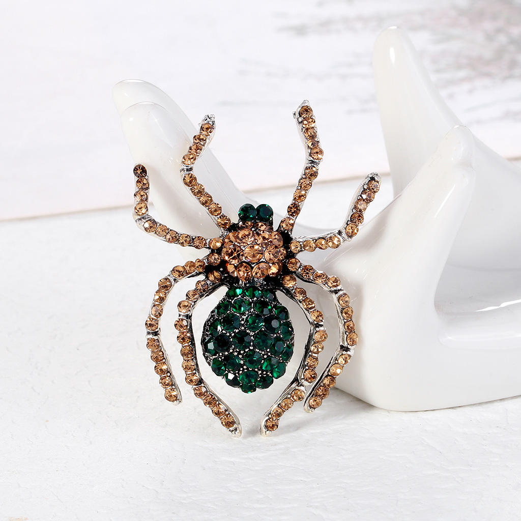 SISSLIA Female Fashion Crystal Spider Brooches For Women Luxury Alloy Vintage Animal Brooch Pins