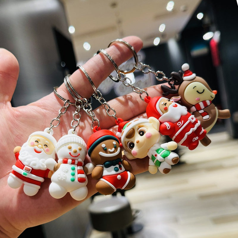 SISSLIA Santa Claus Cartoon Keychain Cartoon Characters Free Shipping Creative Gifts Action Figure Car Key Chain Jewelry Christmas