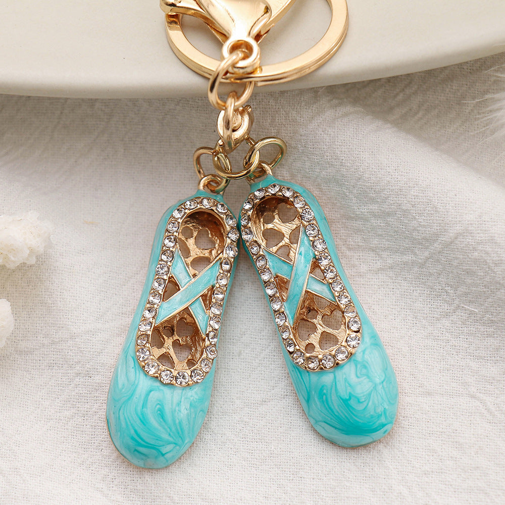 SISSLIA Ballet Shoes Key Chain Blue Orange Pink Green Enamel Metal Keyring Bag Charms Pendant Lovely Creative Gift Women Jewelry
