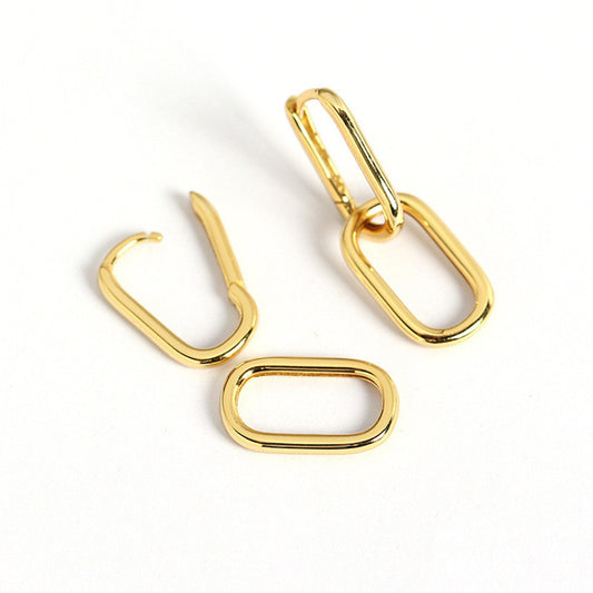 SISSLIA Geometric Square Oval Hoop Earrings for Women Vintage Golden Drop Dangle Hot Elegant Love Earrings Gift