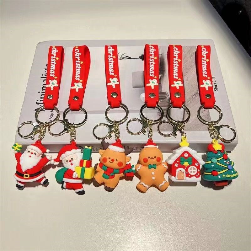 SISSLIA Merry Christmas Keychains Cartoon Santa Claus Elk Snowman Keychain For Women Children Gift New Year Decoration Xmas