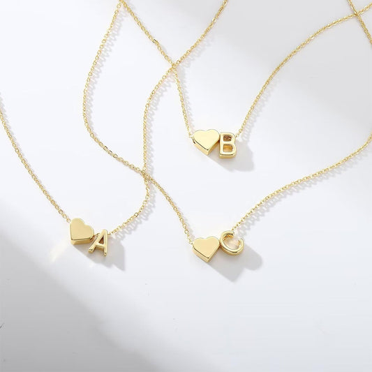 SISSLIA Heart Dainty Initial DIY Necklace Gold Color Letter Choker Necklace For Women Pendant Jewelry Gift