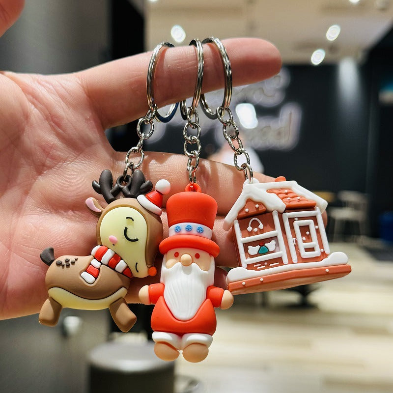 SISSLIA Santa Claus Cartoon Keychain Cartoon Characters Free Shipping Creative Gifts Action Figure Car Key Chain Jewelry Christmas