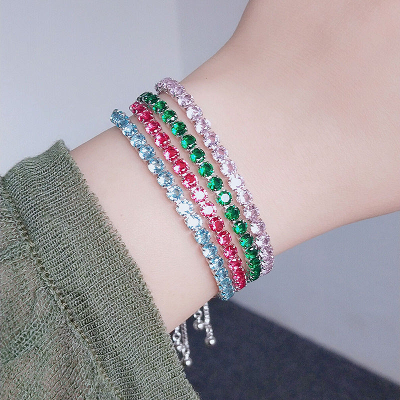 SISSLIA Round Zirconia Crystal Tennis Bracelets for Women New Fashion Hip Hop Style Dazzling Link Chain Jewelry BP144