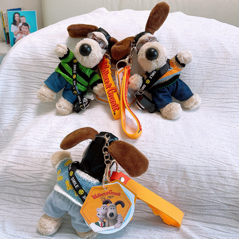 SISSLIA Original Wallace Plush Gromit Toy Wallace Dog Bag Key Chain Anime Gromit Puppy Stuffed Doll Xmas Gift Can Change Clothes