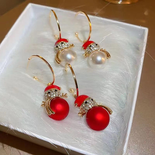 SISSLIA Christmas Theme Snow Christmas Tree Earrings Alloy Material Silver Needle Anti-Allergy Earrings