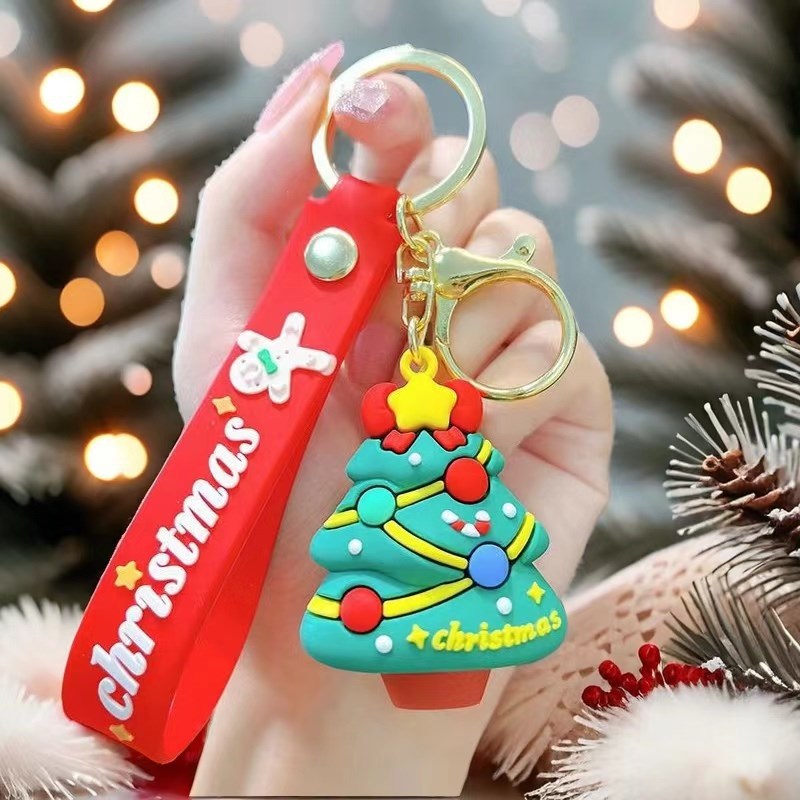 SISSLIA Merry Christmas Keychains Cartoon Santa Claus Elk Snowman Keychain For Women Children Gift New Year Decoration Xmas