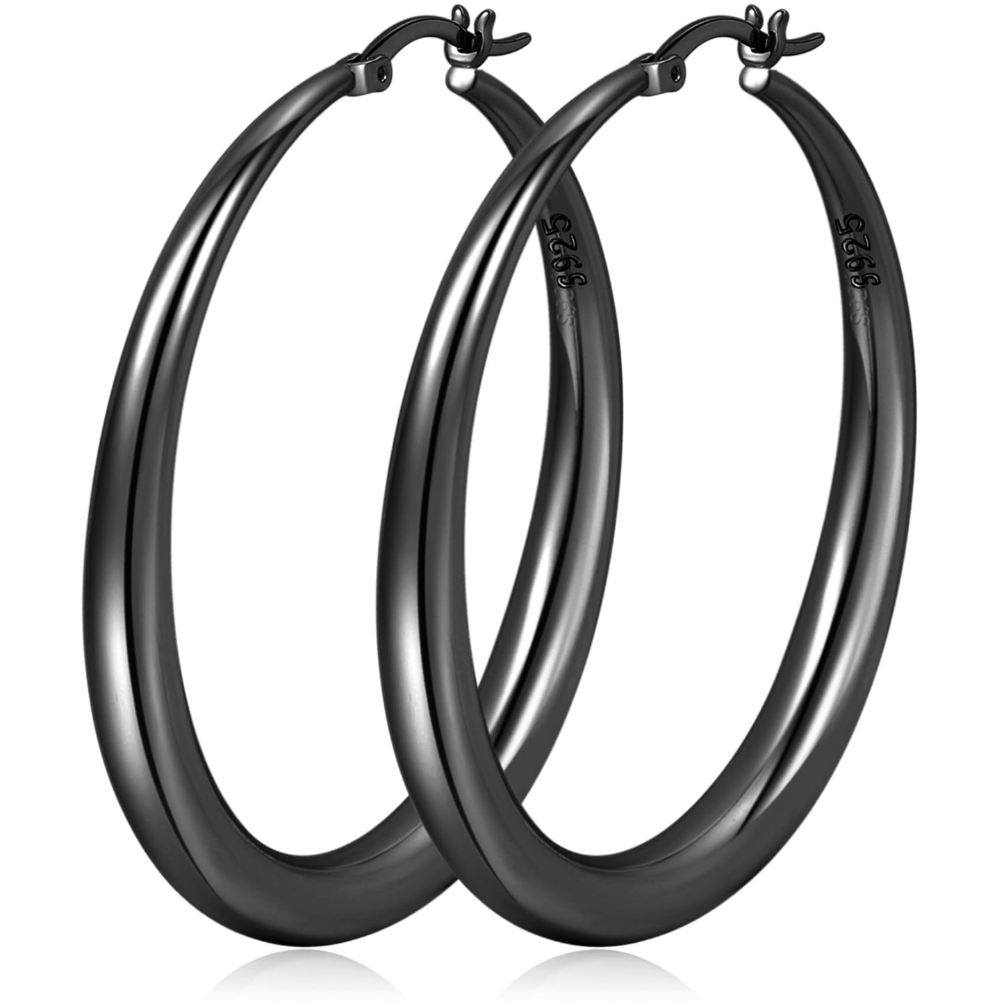 SISSLIA 4mm Thick Gold Chunky Earrings Steling Silver Post Hoops Earrings For Women Tube Hoops Earrings Thick Gold Hoop Earring