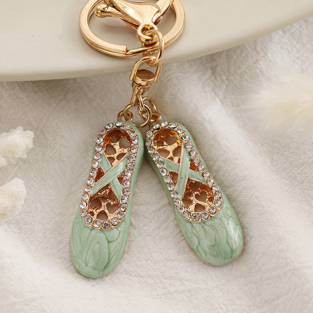 SISSLIA Ballet Shoes Key Chain Blue Orange Pink Green Enamel Metal Keyring Bag Charms Pendant Lovely Creative Gift Women Jewelry