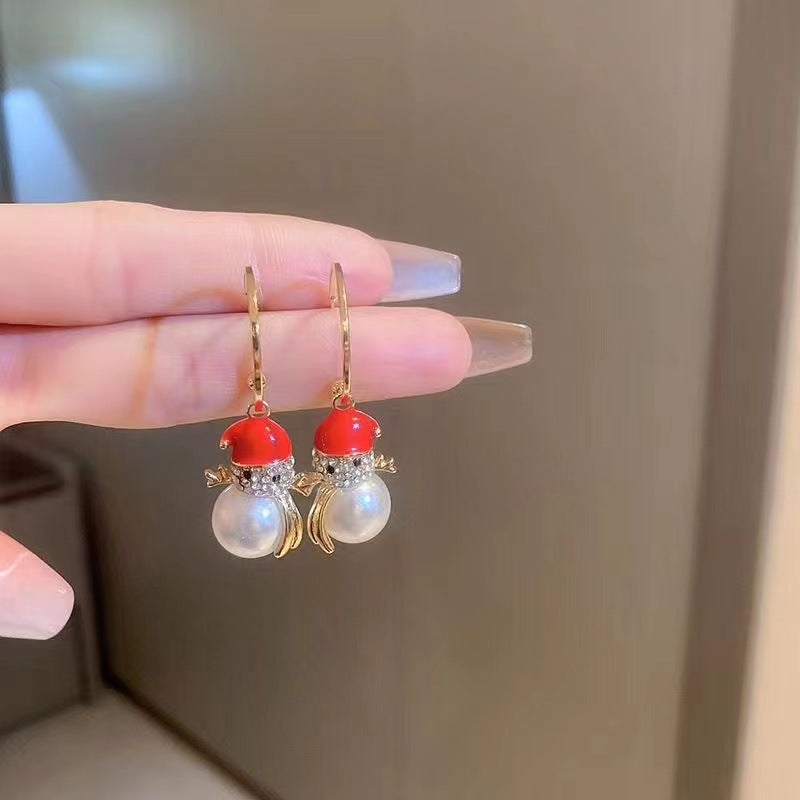 SISSLIA Christmas Theme Snow Christmas Tree Earrings Alloy Material Silver Needle Anti-Allergy Earrings