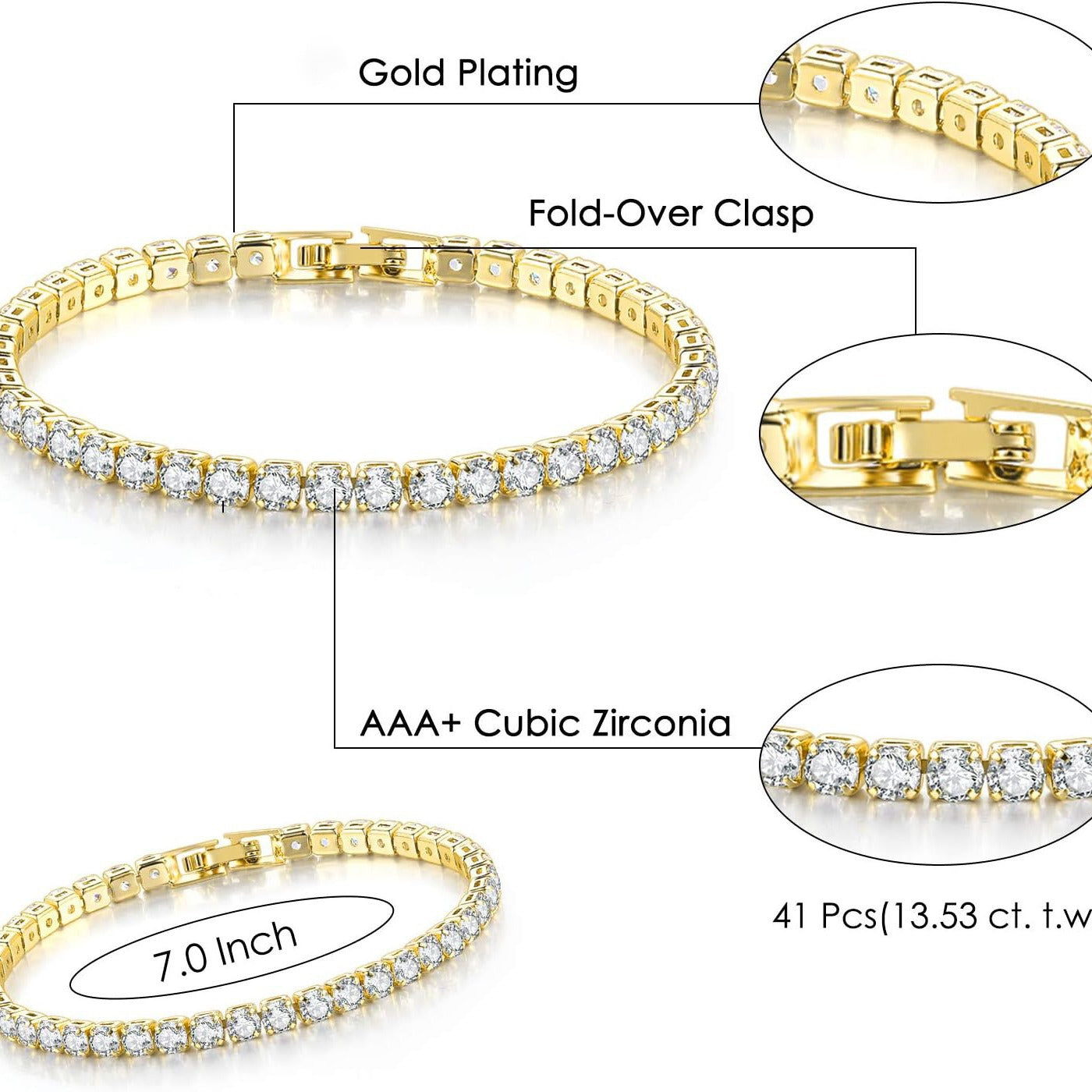 SISSLIA Gold Color Bracelets for Women Tennis Bracelet Man Couple Matching Bangles Luxury Fashion Jewelry Accessory