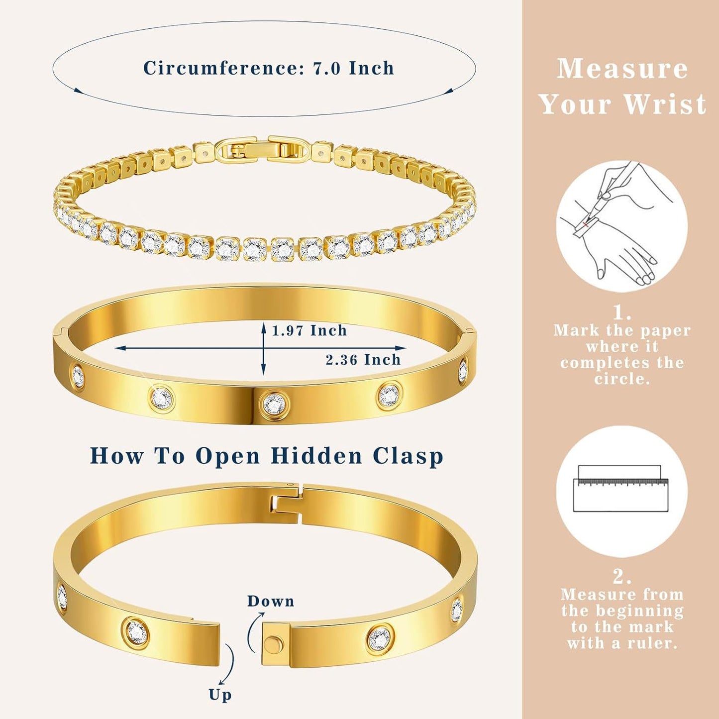 SISSLIA Gold Color Bracelets for Women Tennis Bracelet Man Couple Matching Bangles Luxury Fashion Jewelry Accessory