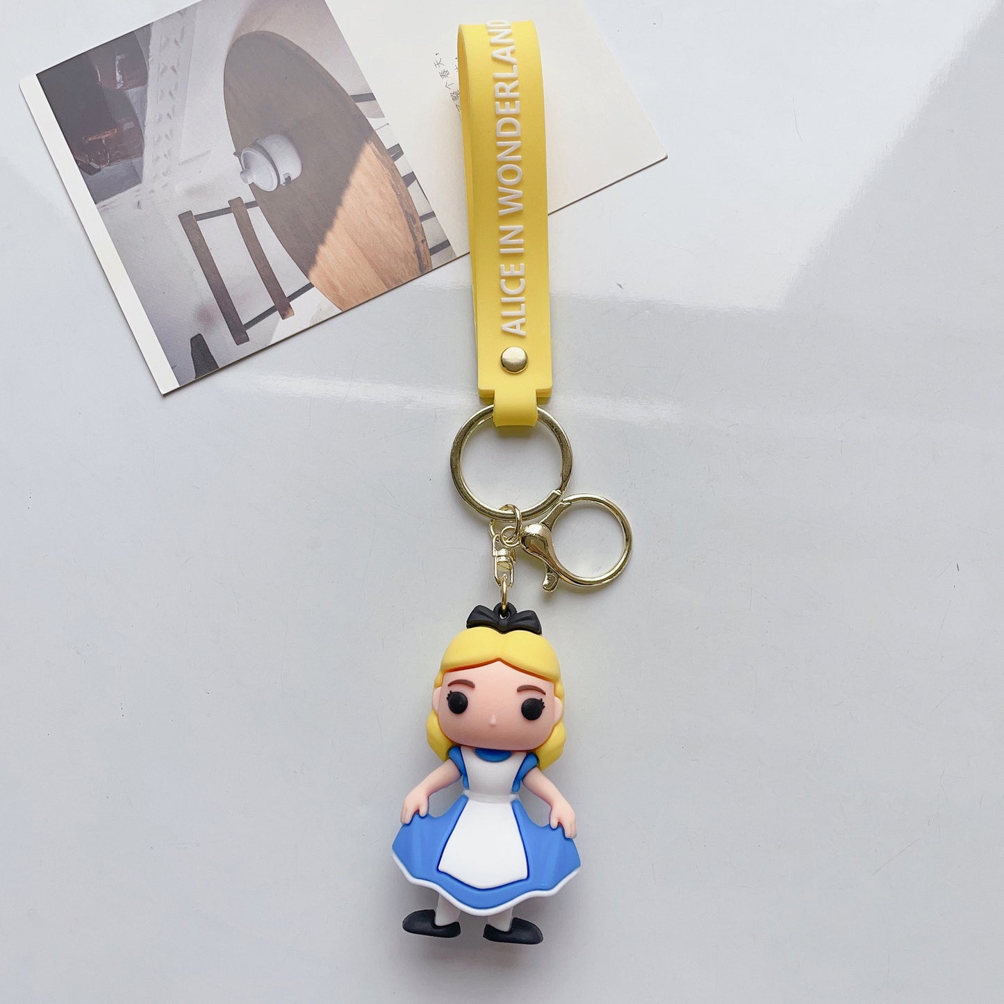 SISSLIA Cartoon Alice in Wonderland Cute Alice Mad Hatter Red Queen Action Model Key Chain Male And Female Bag Accessories