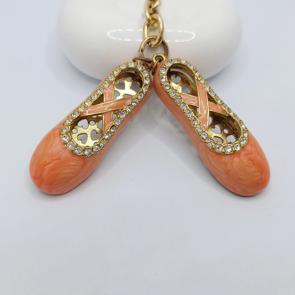 SISSLIA Ballet Shoes Key Chain Blue Orange Pink Green Enamel Metal Keyring Bag Charms Pendant Lovely Creative Gift Women Jewelry