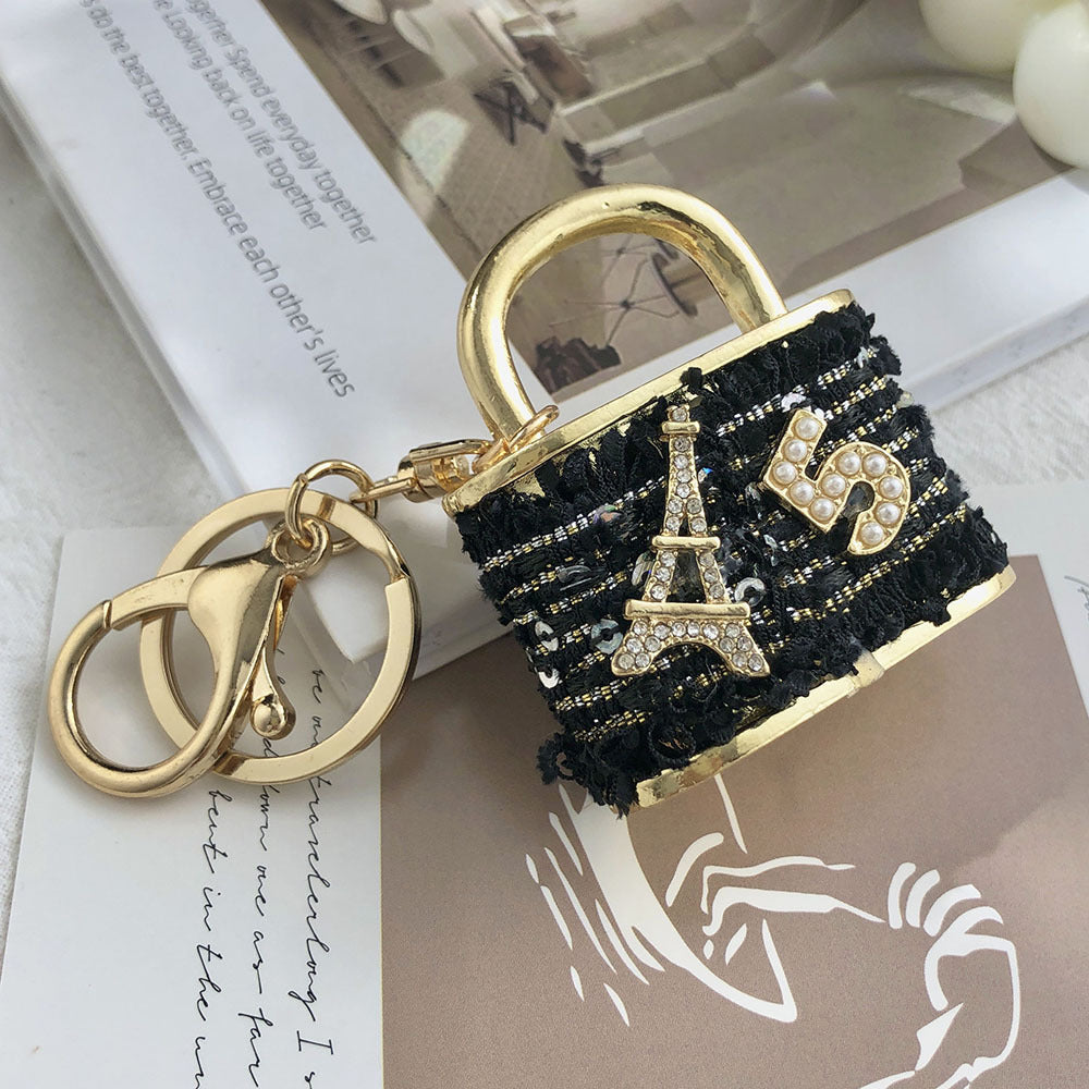 SISSLIA European and American creative small gift bag key chain lock shape pendant metal key chain pendant