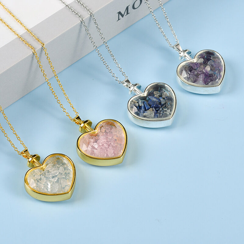 SISSLIA Natural Stone Heart Shape Crystal Pendant Necklace Choker Exquisite Female Jewelry Gift