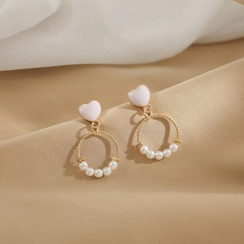 Fashion Jewelry For Women Etrendy New Jewelry Elegant Earing Rhinestone Pearl Circles Earrings