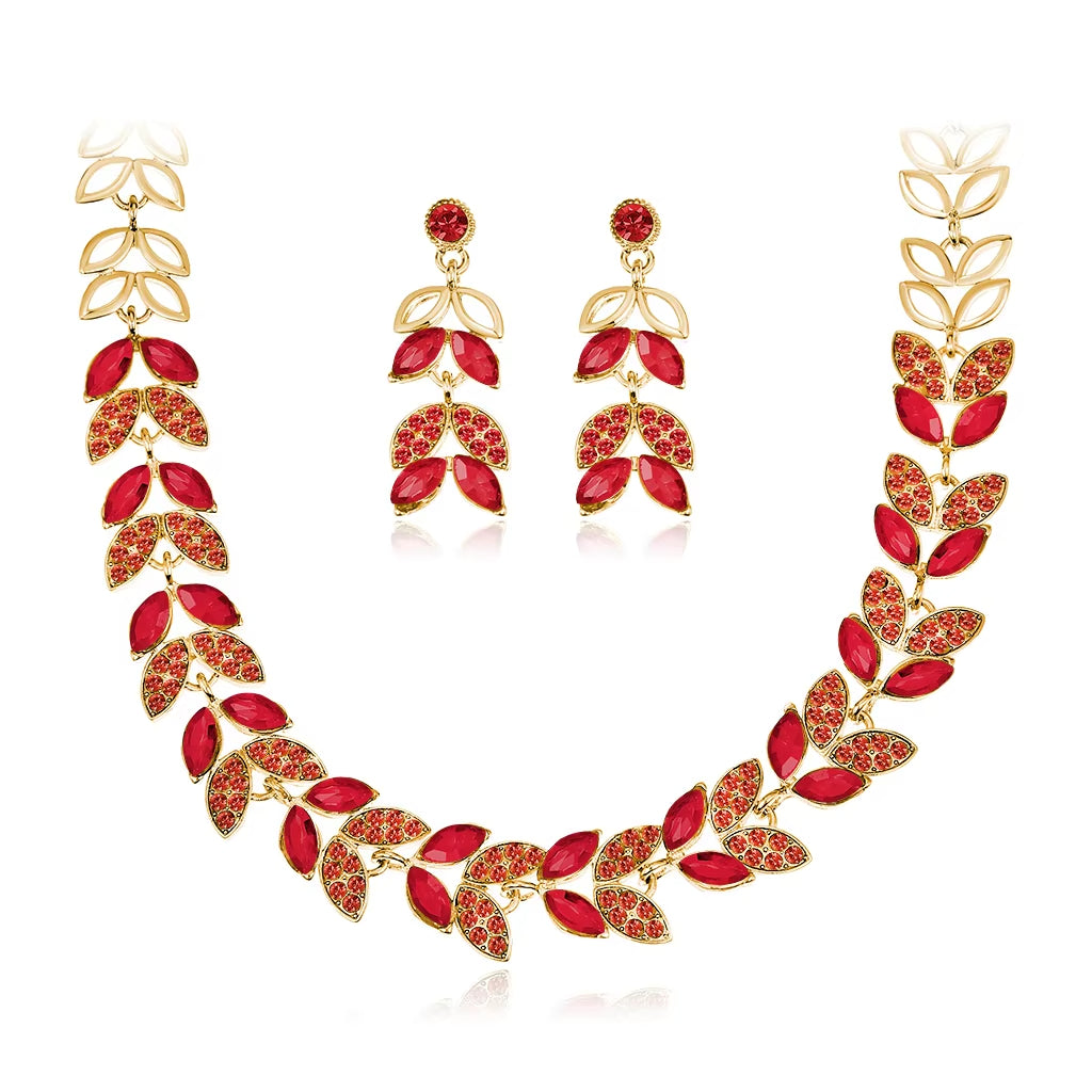 Necklace And Earrings Set For Women 18k Gold Dubai Jewelry Sets Accessory Fashion