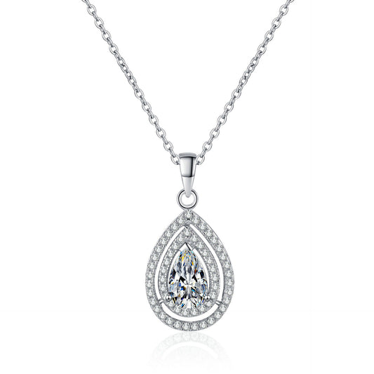 SISSLIA Ins Simple Gold Plated Micro Paved Moissanite Water Drop Necklace Chic S925 SilverGeometric Pendant Necklaces