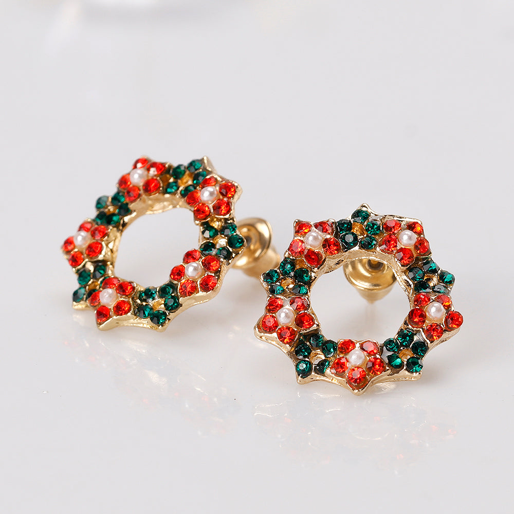 Alloy Christmas Wreath Earrings