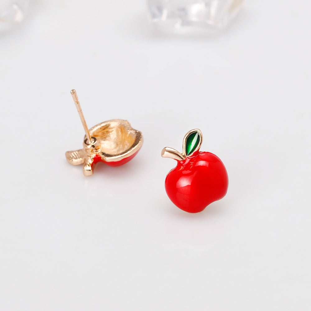 Painting Oil Red Apple Earrings