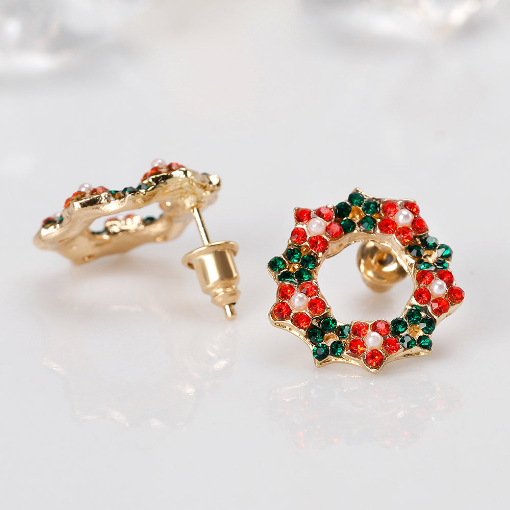 Alloy Christmas Wreath Earrings