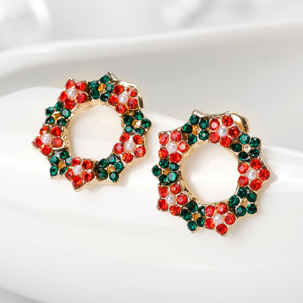 Alloy Christmas Wreath Earrings