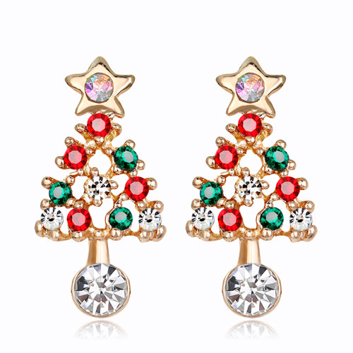 Colourful Zircon Christmas Tree Earrings