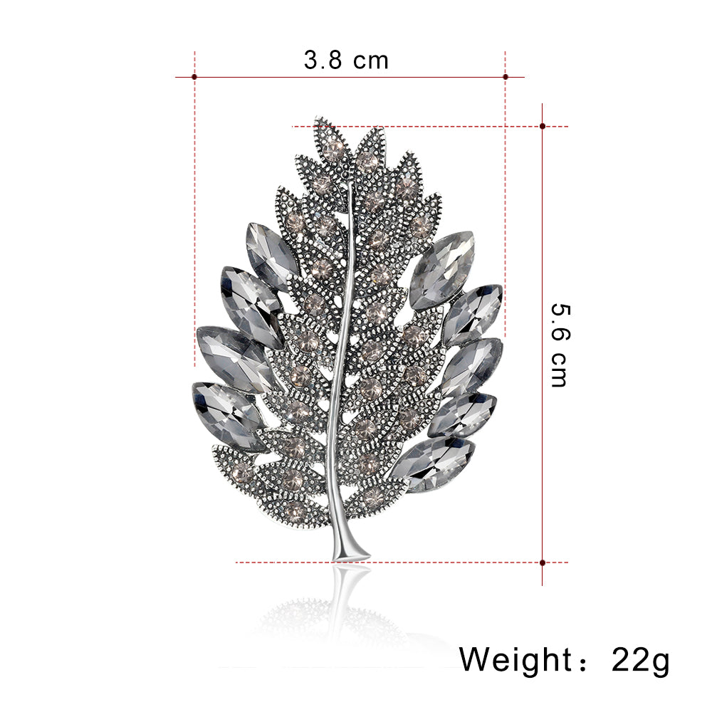 Vintage Diamond Leaf Brooch