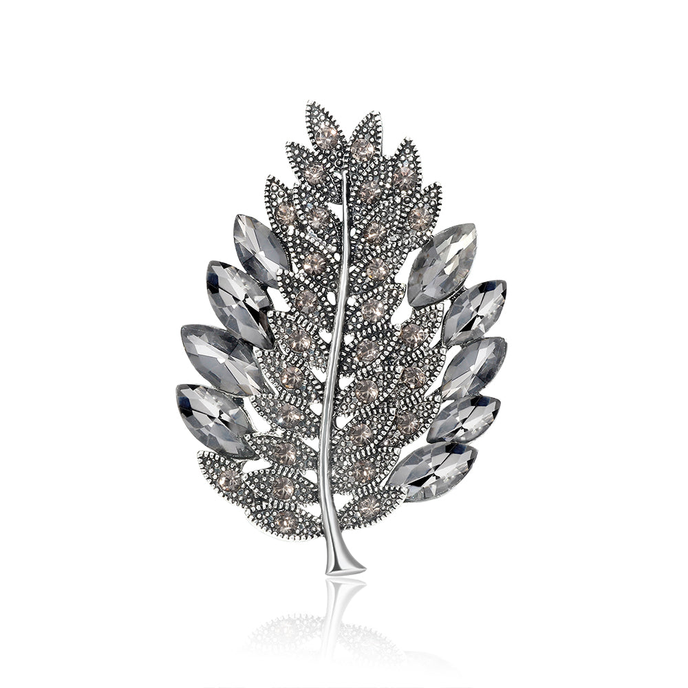 Vintage Diamond Leaf Brooch