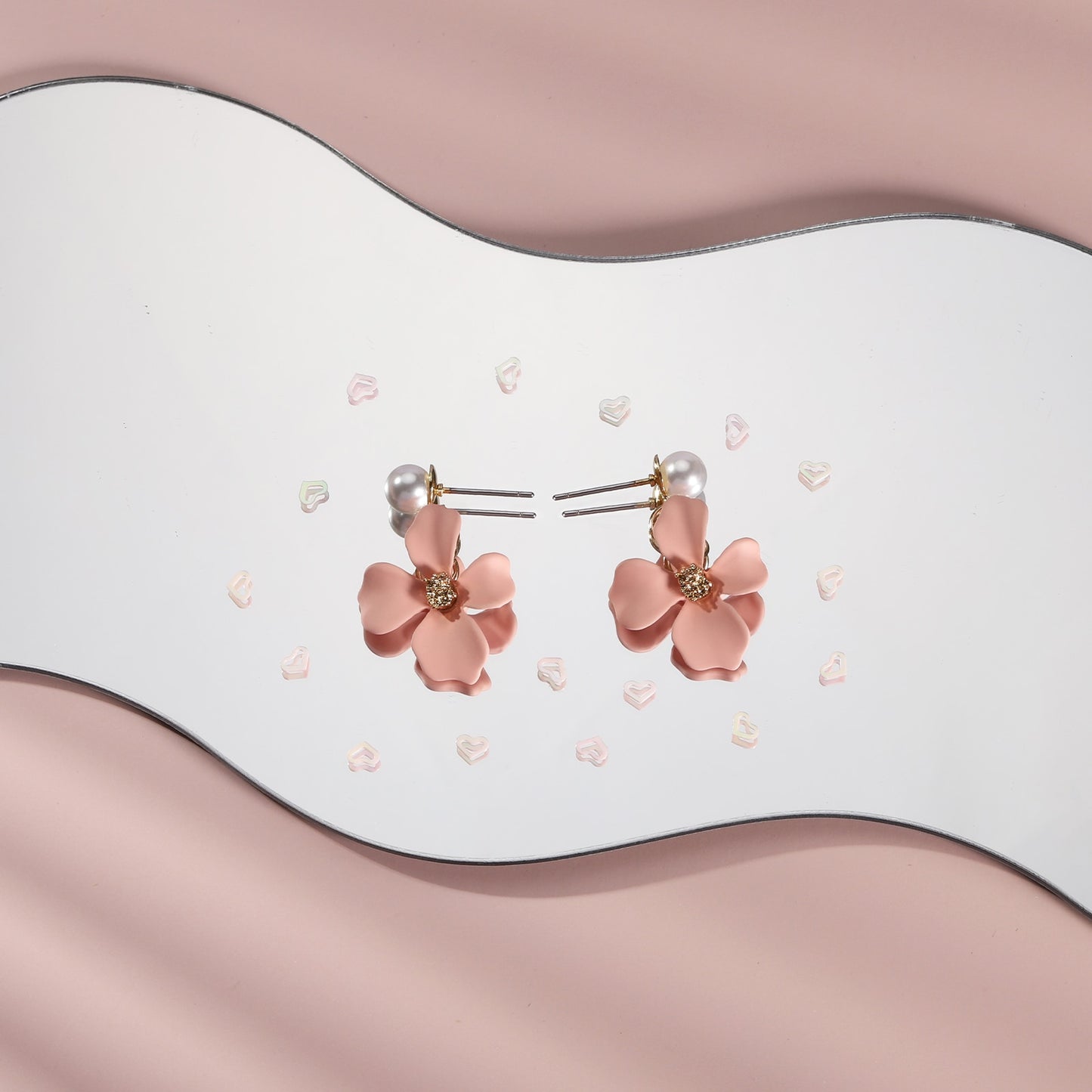 Pink Flower Earrings 925 Silver