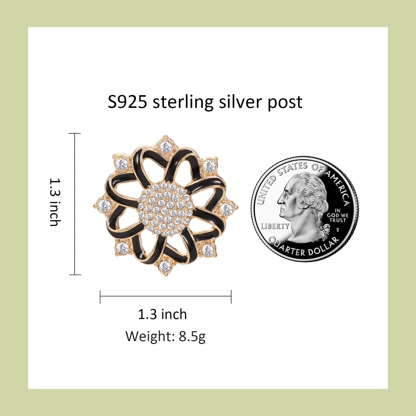 S925 Flower Rhinestone Earrings