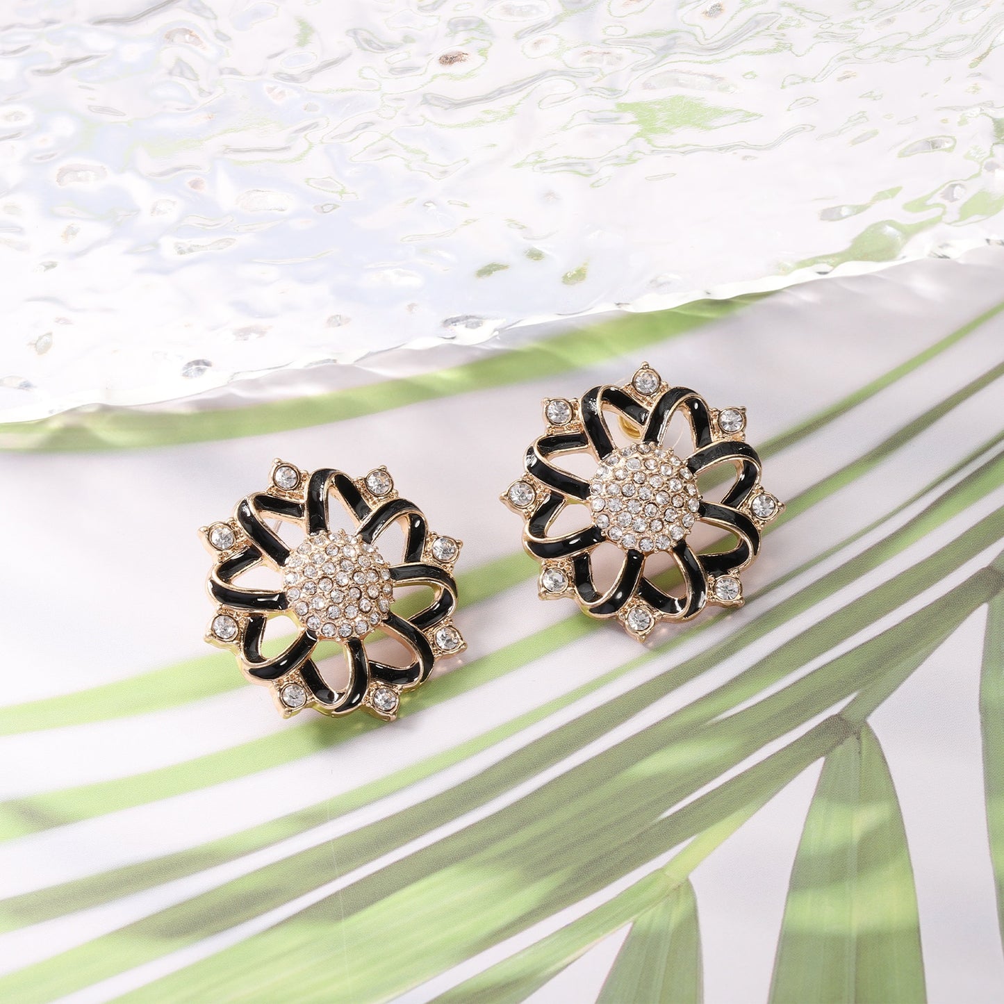 S925 Flower Rhinestone Earrings